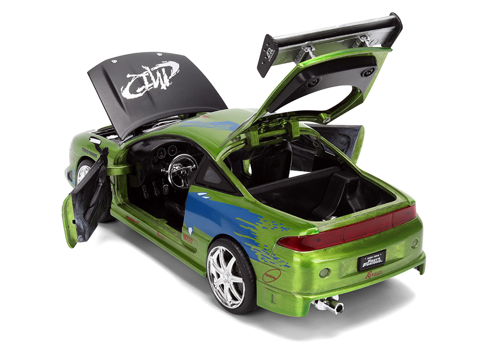 Jada Brian's Mitsubishi Eclipse Green Brush Finish "The Fast and the Furious" (2001) Movie 25 Years of Fast &