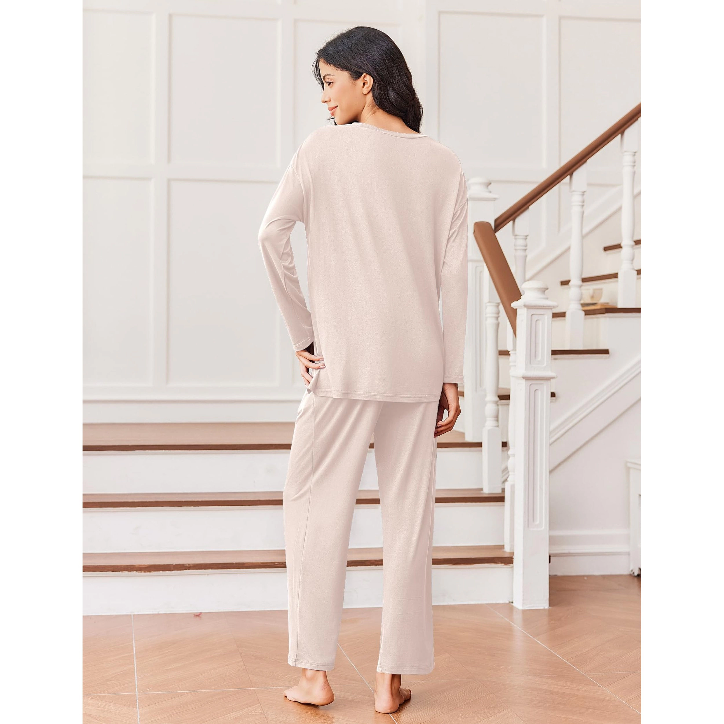Ekouaer Lounge Sets for Womens Long Sleeve Pajamas Loungewear Two Piece Set