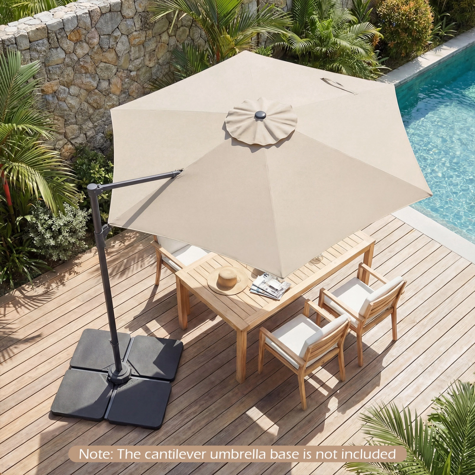 SUGIFT 10 ft Cantilever Patio Umbrella with Foot Pedal Rotation and Cross Base
