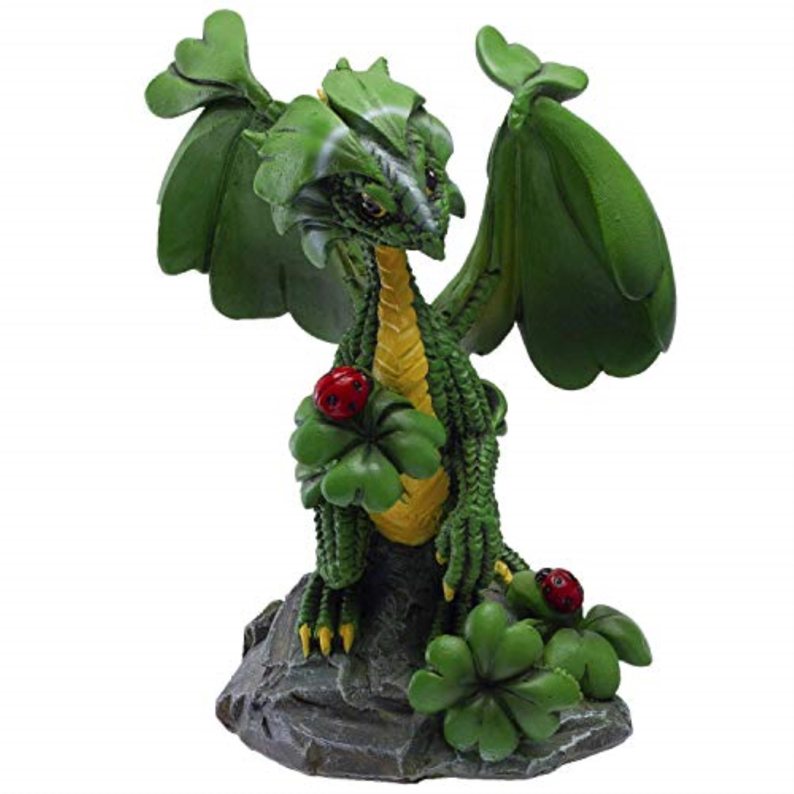 Pacific Giftware Green Fantasy Lucky Clover Dragon Resin Figurine by Stanley Morrison 4.75 inch
