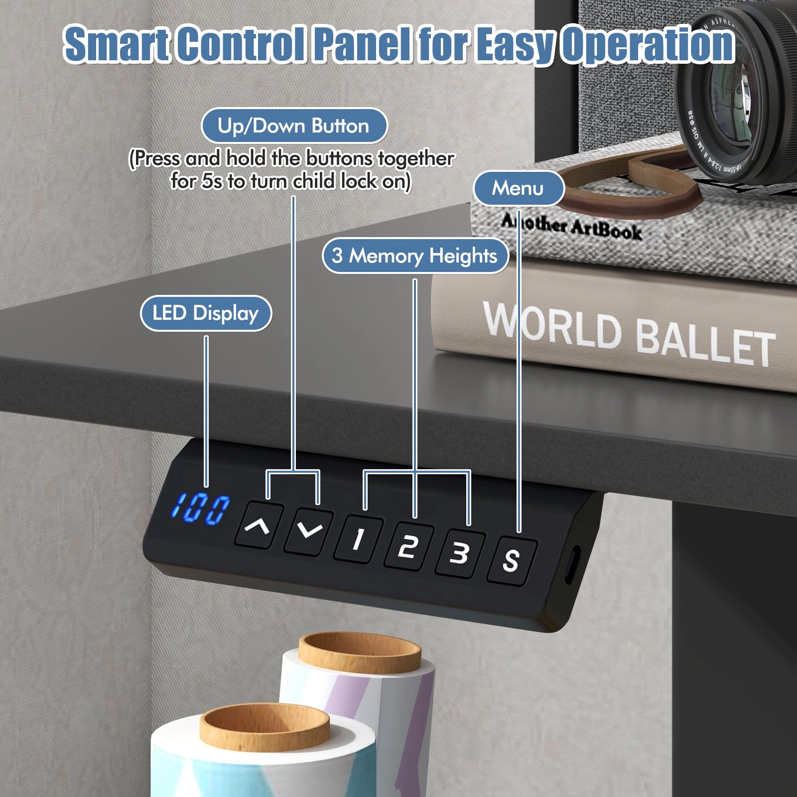 SlickBlue Electric Sit Stand Desk with Dual Drawer Storage