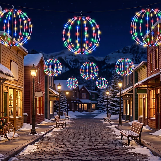 GBruno 2 Pack Battery Operated Christmas Hanging Ball Lights RGB LED ...
