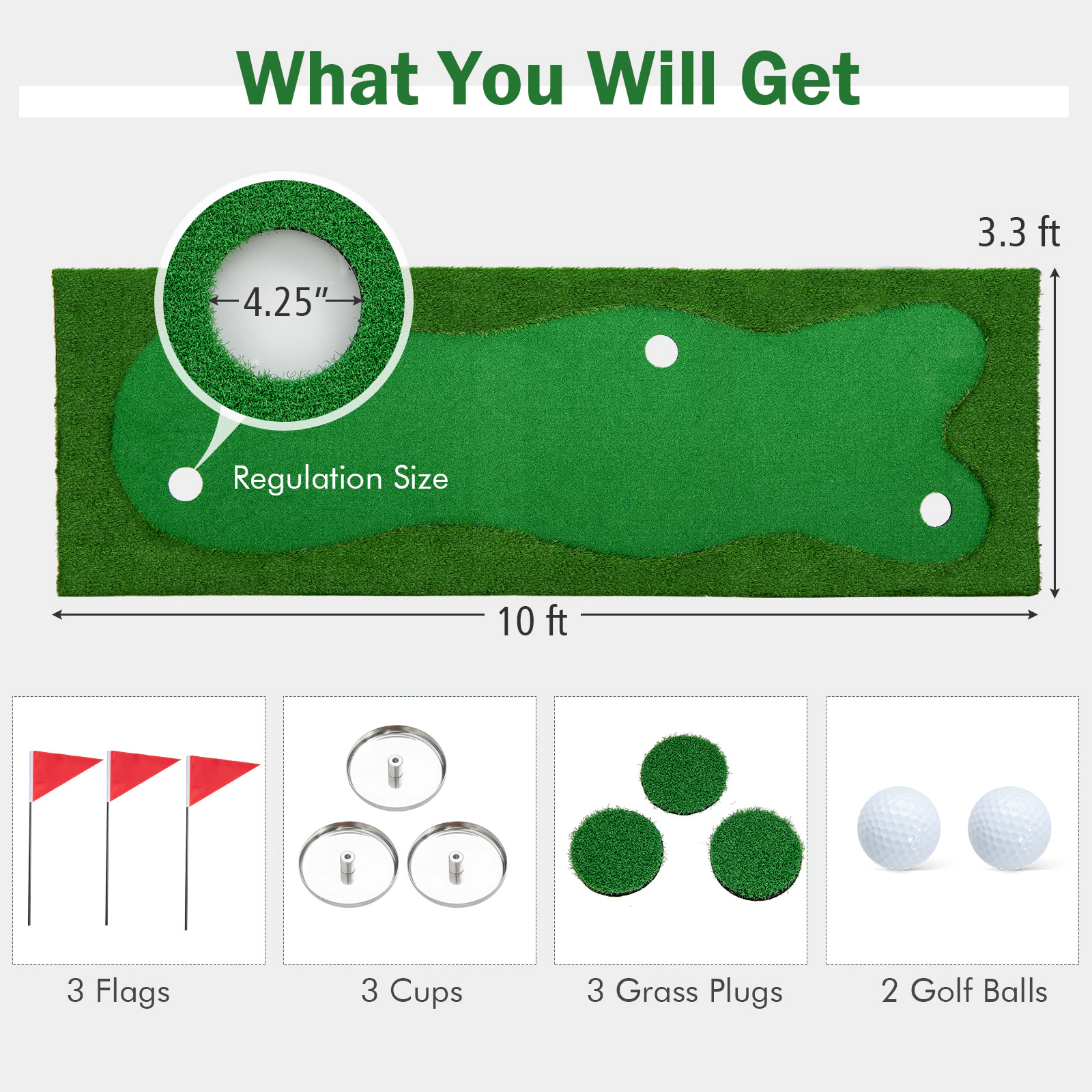 LJG Golf Putting Green with Realistic Artificial Grass Turf