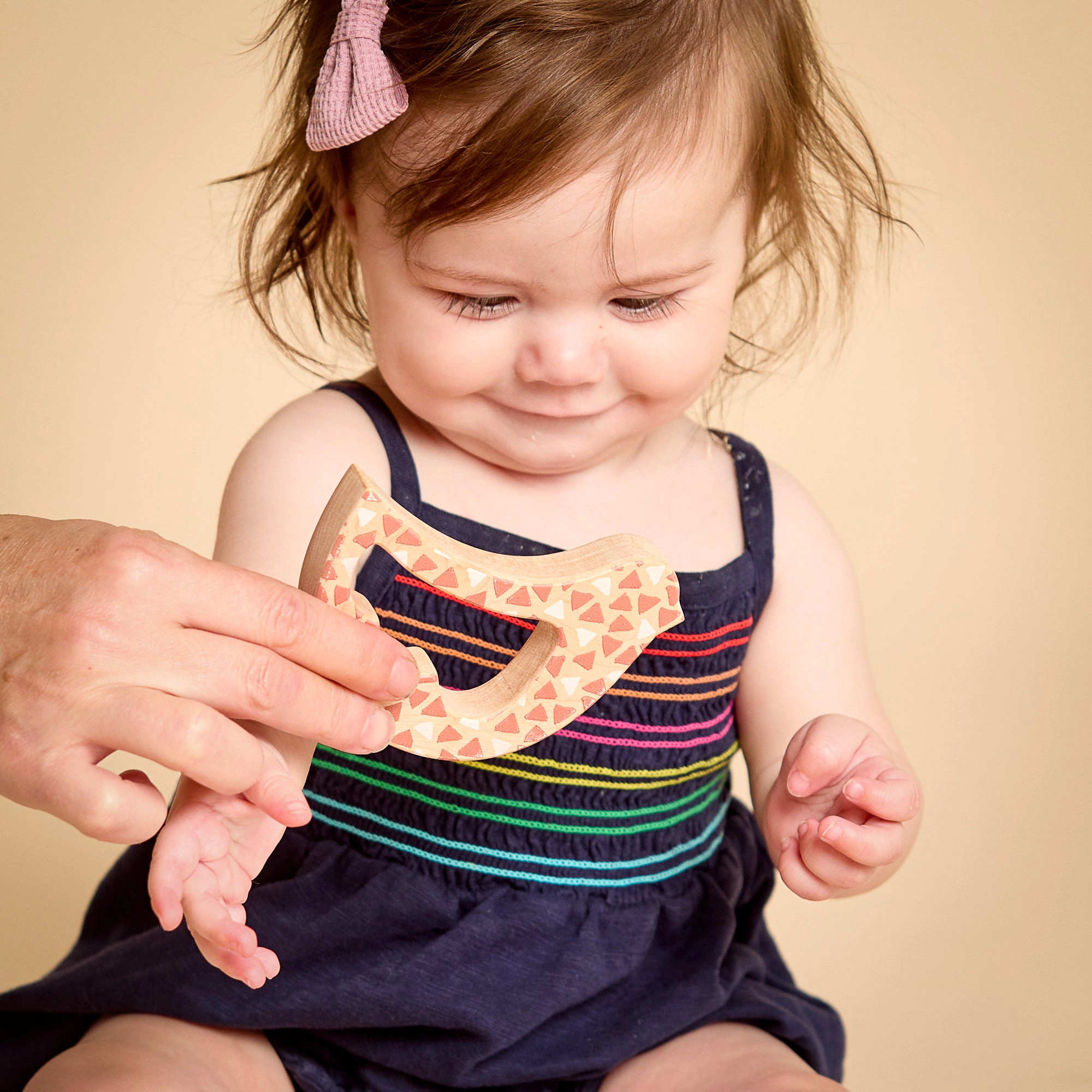 Solid Maple Wood Bird Rattle & Teether (Feathers) - Natural Wooden Baby Toy Made in USA