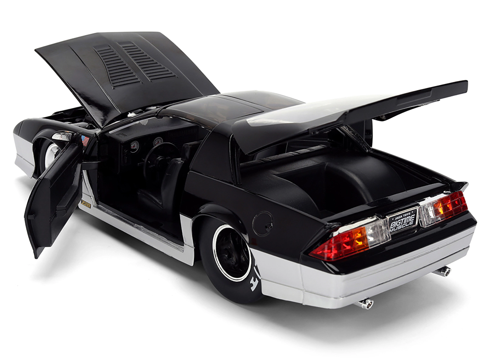 Jada 1985 Chevrolet Camaro Z28 "Mickey Thompson" Black and Silver Metallic "Bigtime Muscle" Series 1/24
