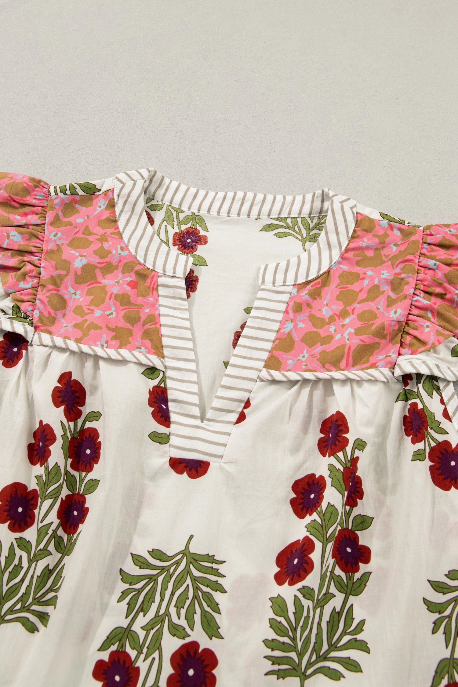 Threaded Pear Zora Trim Flutter Cotton Blouse