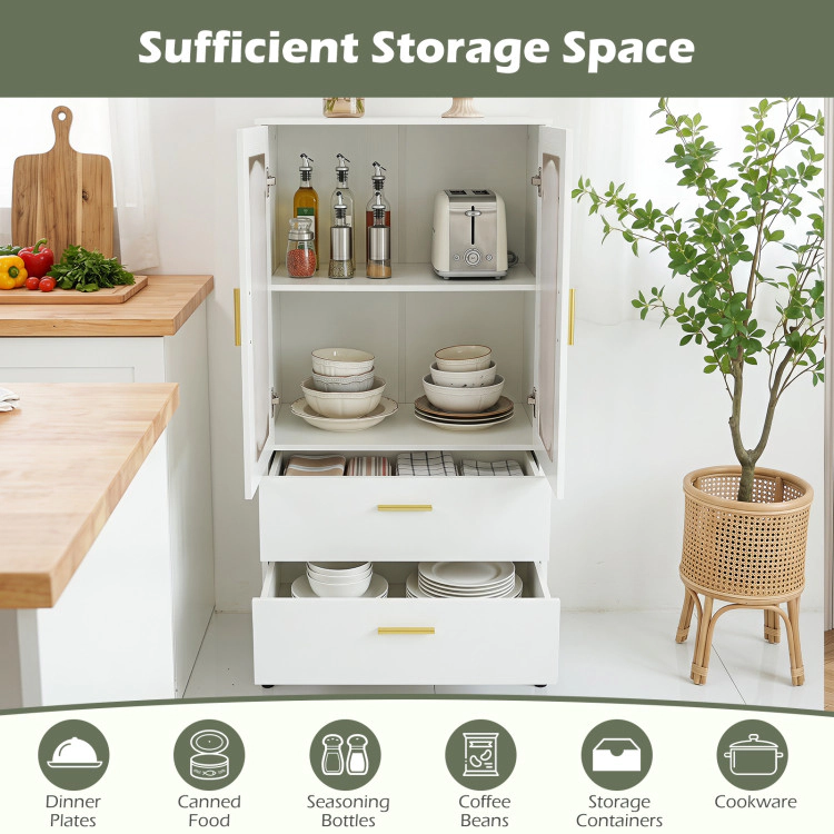 Hivvago Modern Sideboard Buffet Cabinet With Fluted Doors