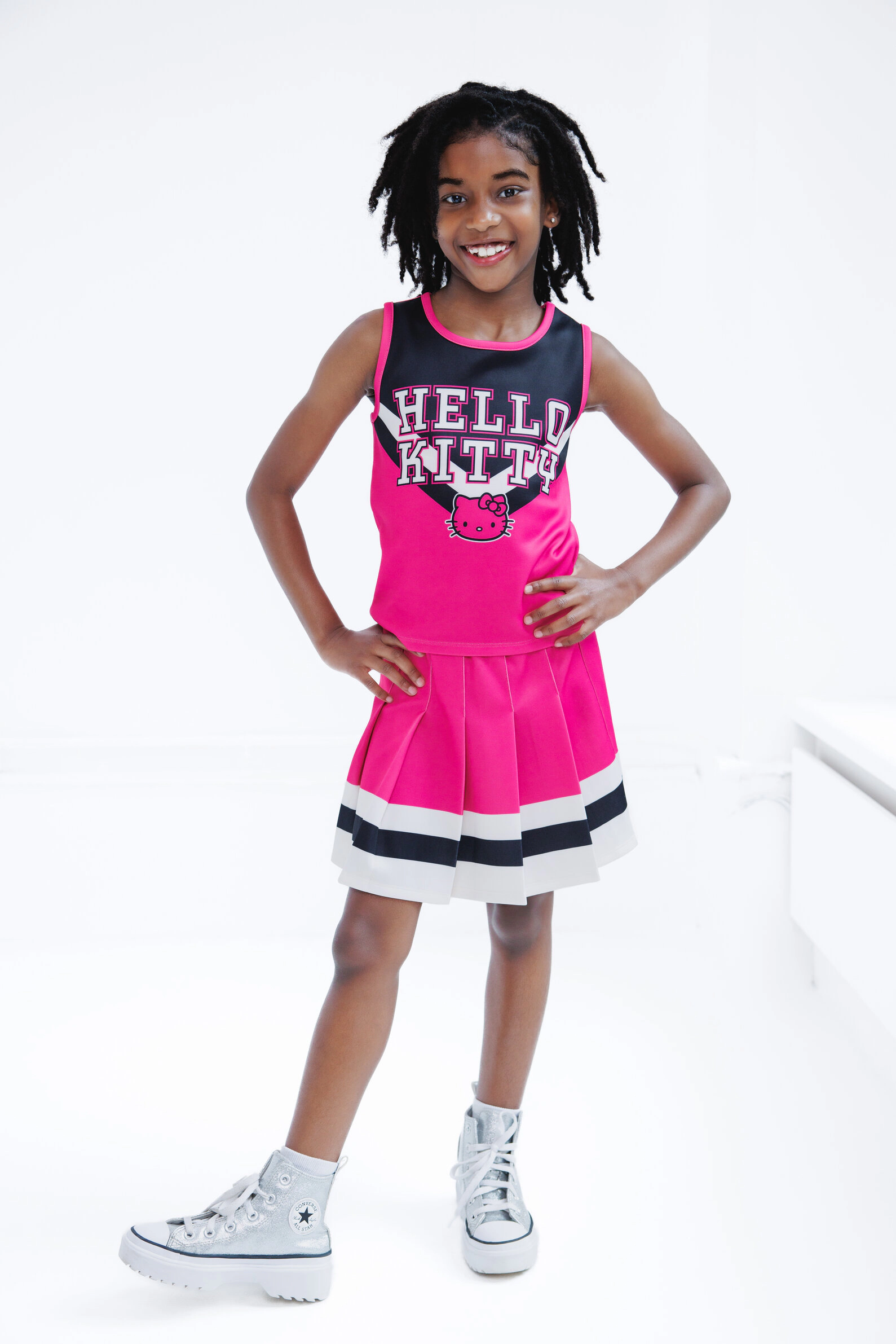 Hello Kitty Girls' Cheerleader Tank Top and Pleated Skirt Set