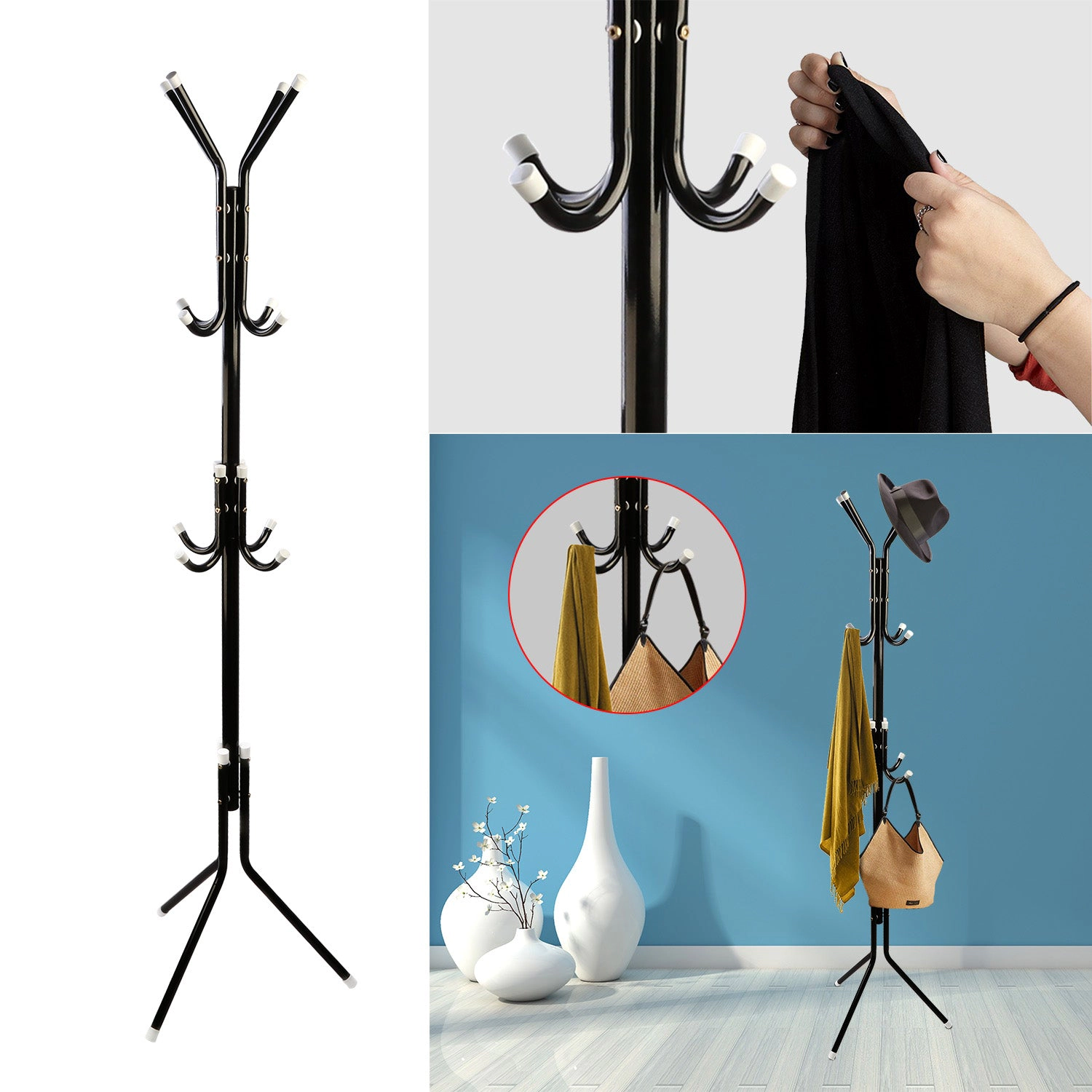 GBruno 8-Hook Standing Coat Rack Organizer