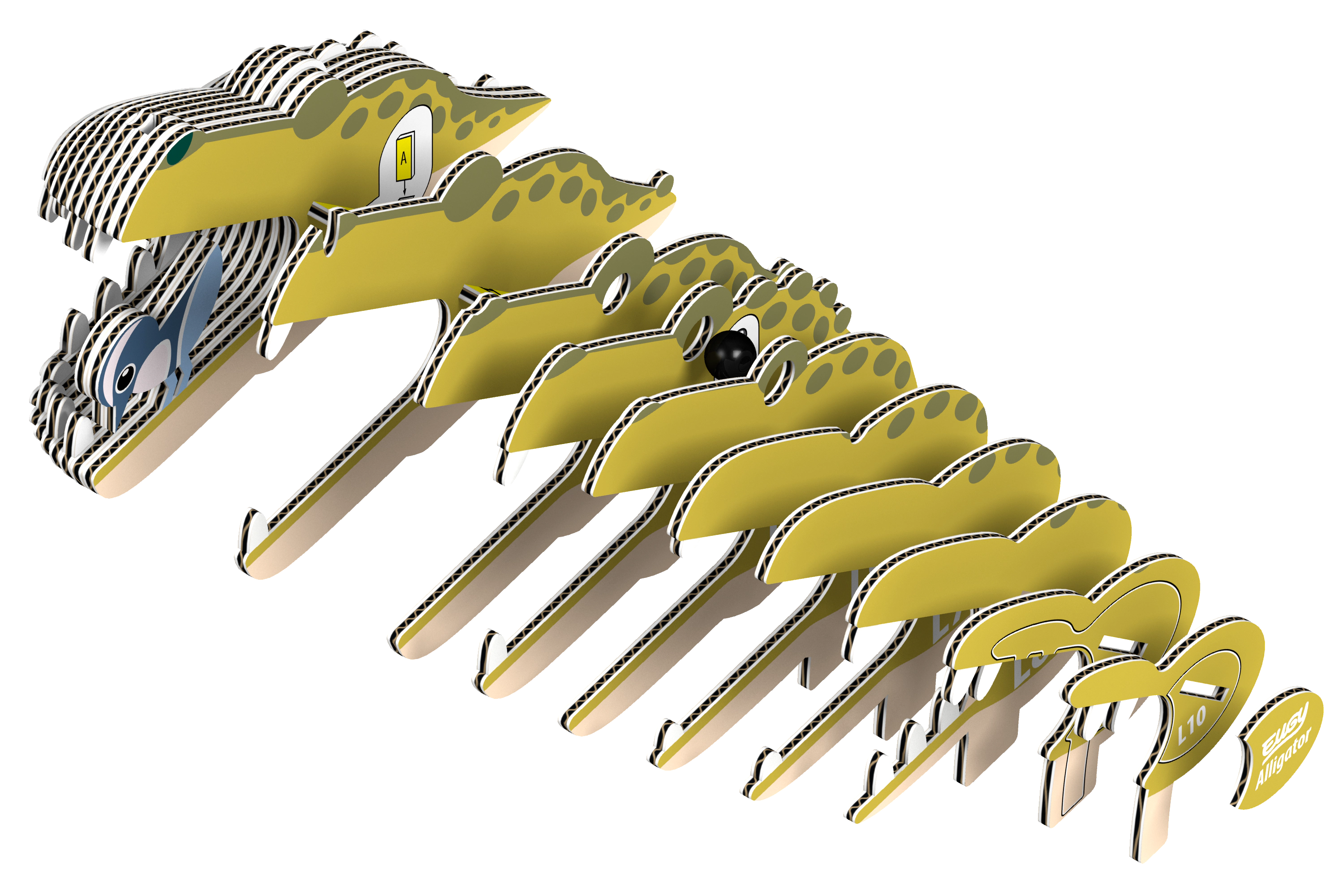 EUGY Alligator 3D Puzzle - contains 22 puzzle pieces