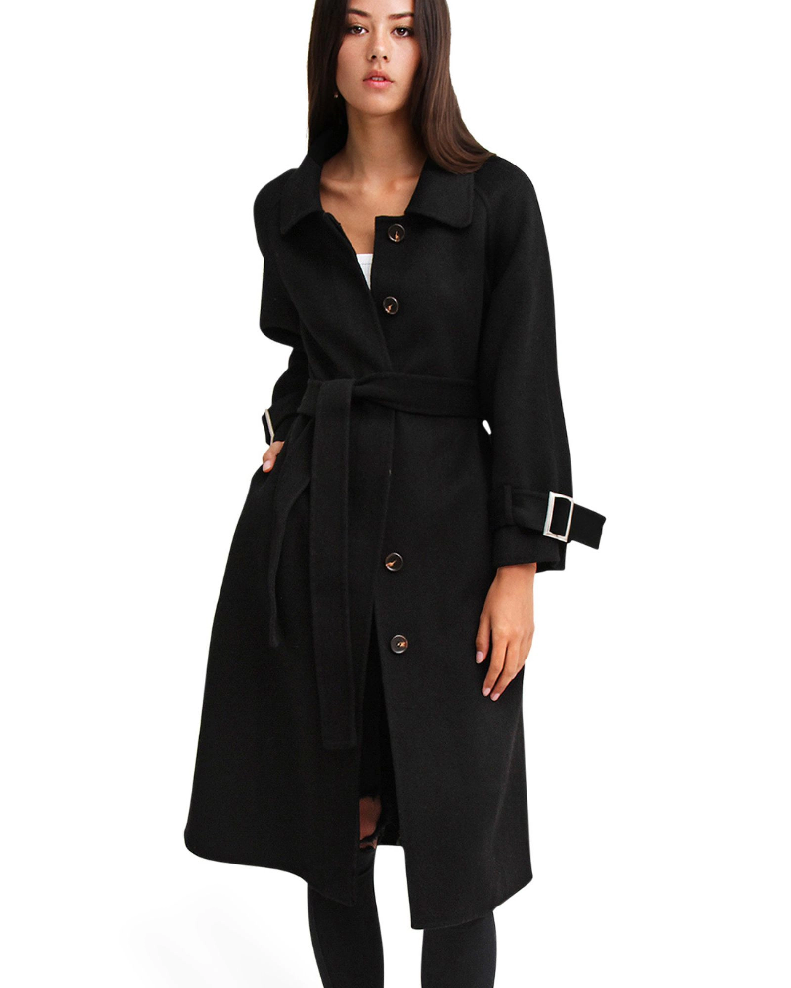 Belle & Bloom Womens Shore To Belted Wool Coat