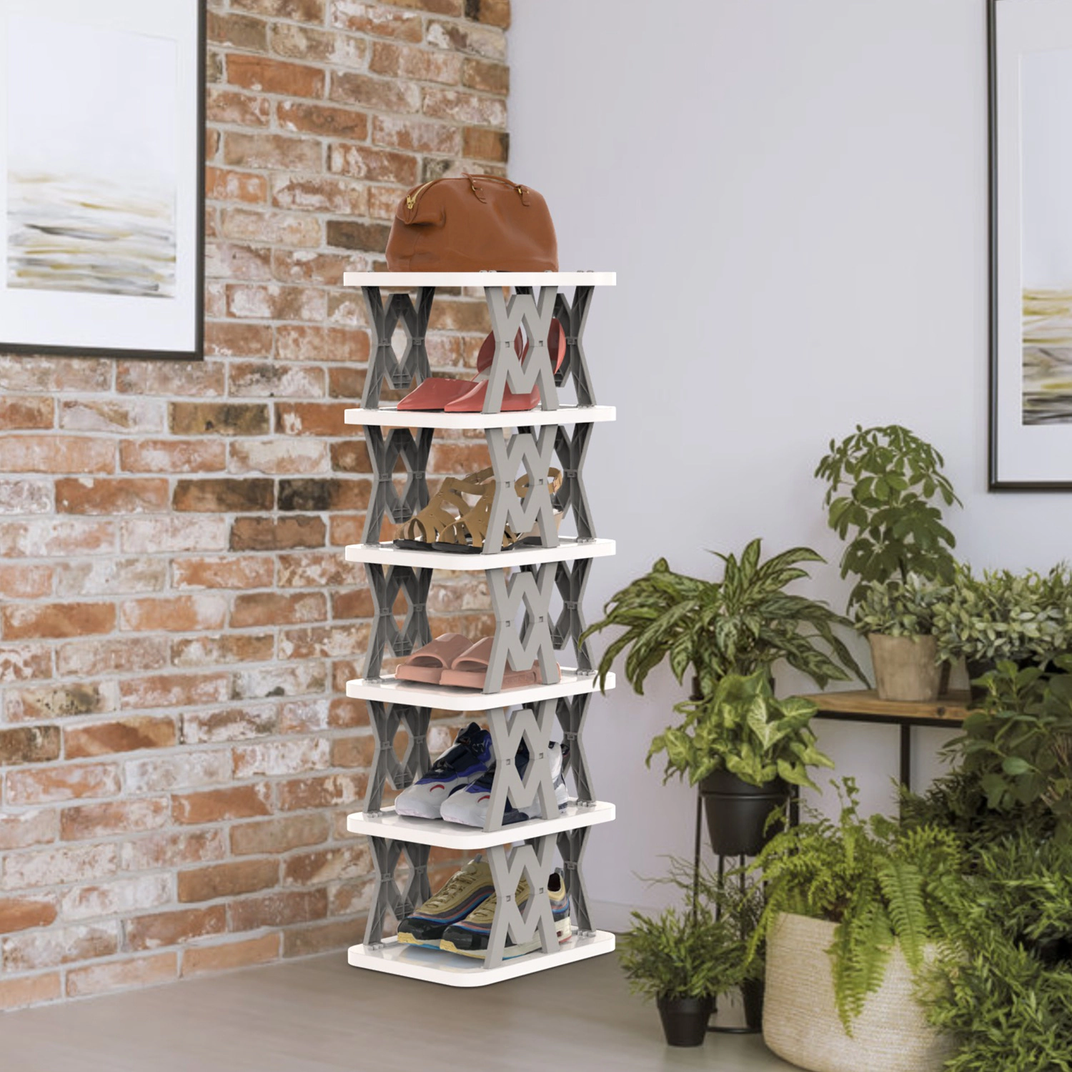 GBruno 6-Tier Foldable Vertical Shoe Rack