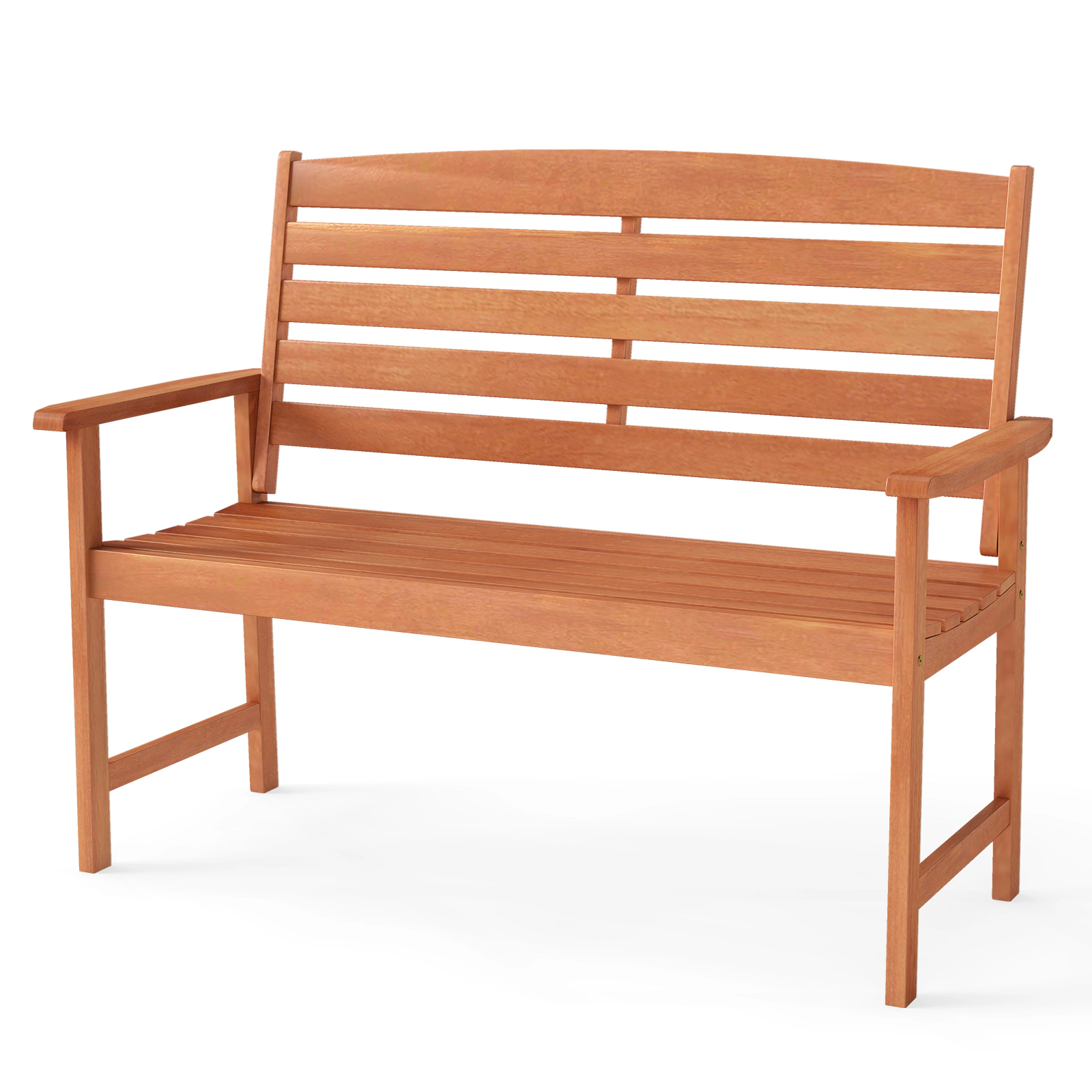 LJG 2-Person Wooden Garden Bench with Slatted Backrest and Comfortable Armrests