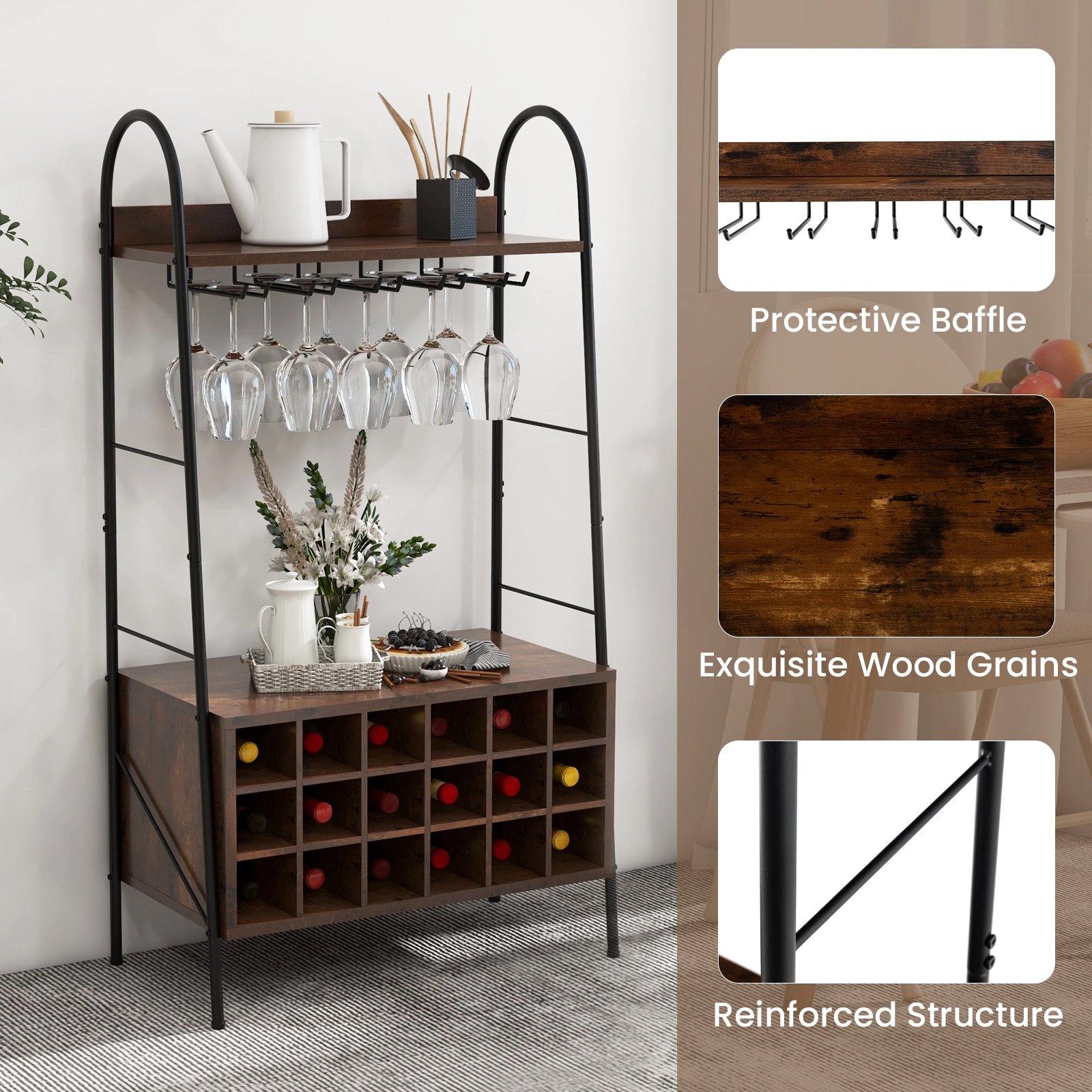 Hivvago 5-Level Kitchen Storage Rack with Wine Holder
