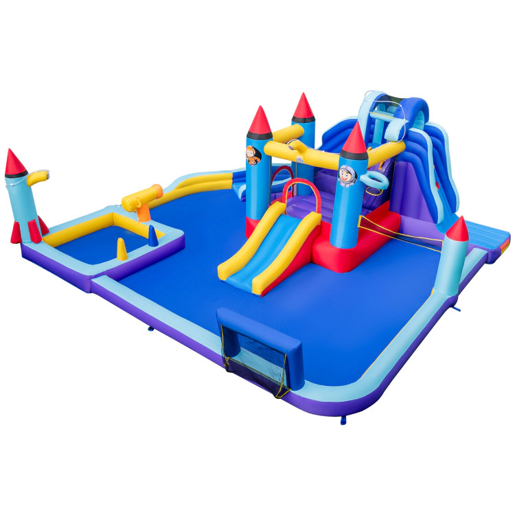 Hivvago Rocket Theme Inflatable Water Slide Park with 950W Blower