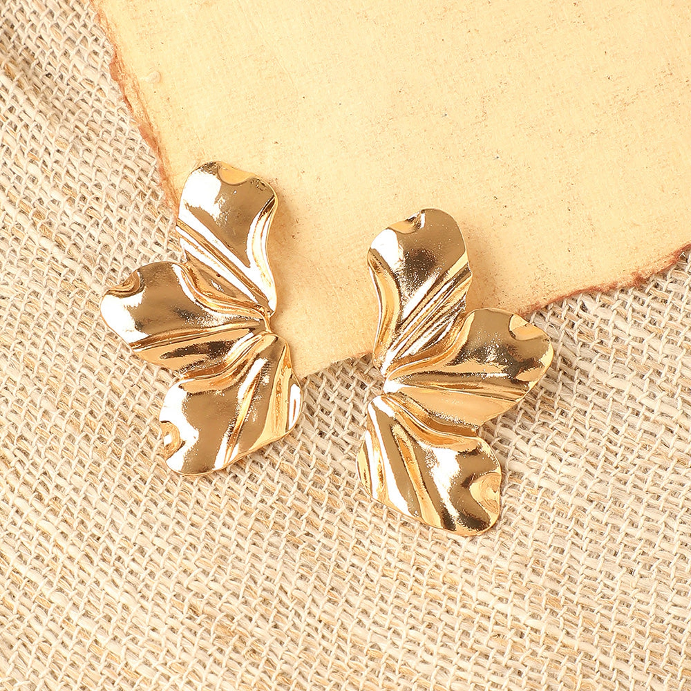 SOHI Women's Gold-Toned Floral Drop Stud Earrings
