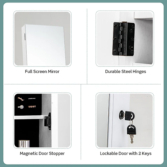 Hivvago Full-Length Mirror Jewelry Storage Cabinet