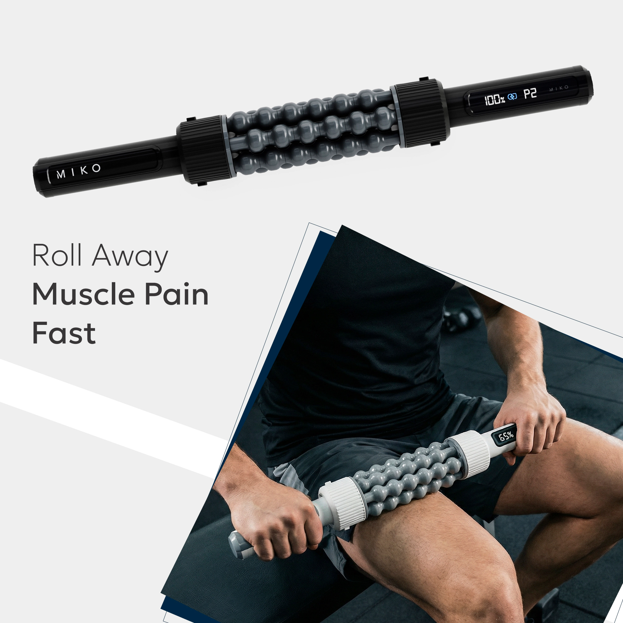 Miko Swift Hands-Free Rolling Percussive Massager for Muscle Recovery, Tension Relief, and Relaxation