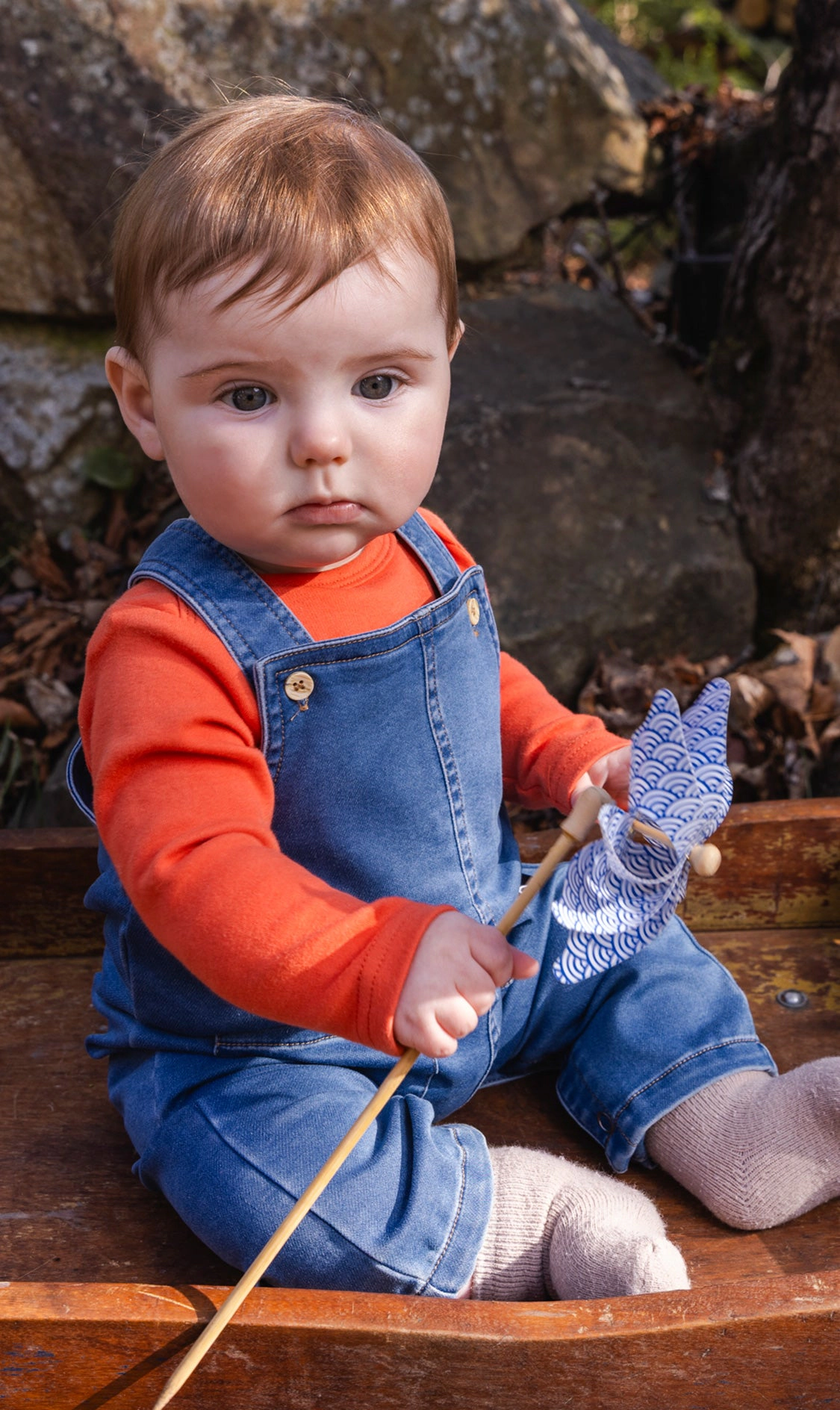 Deux par Boys French Terry Denim Overall with Car Embroidery