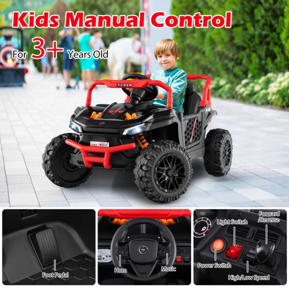 Hivvago 12V Kids Ride on Truck Off-Road UTV with Parental Remote and Lights