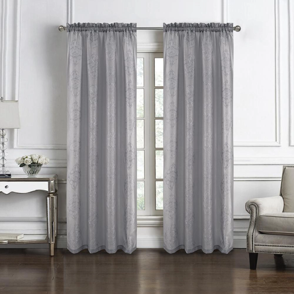 RT Designers Andrea Emb Metallic Doily Rod Pocket Room Darkening Curtain Panel 54 x 95 Charcoal