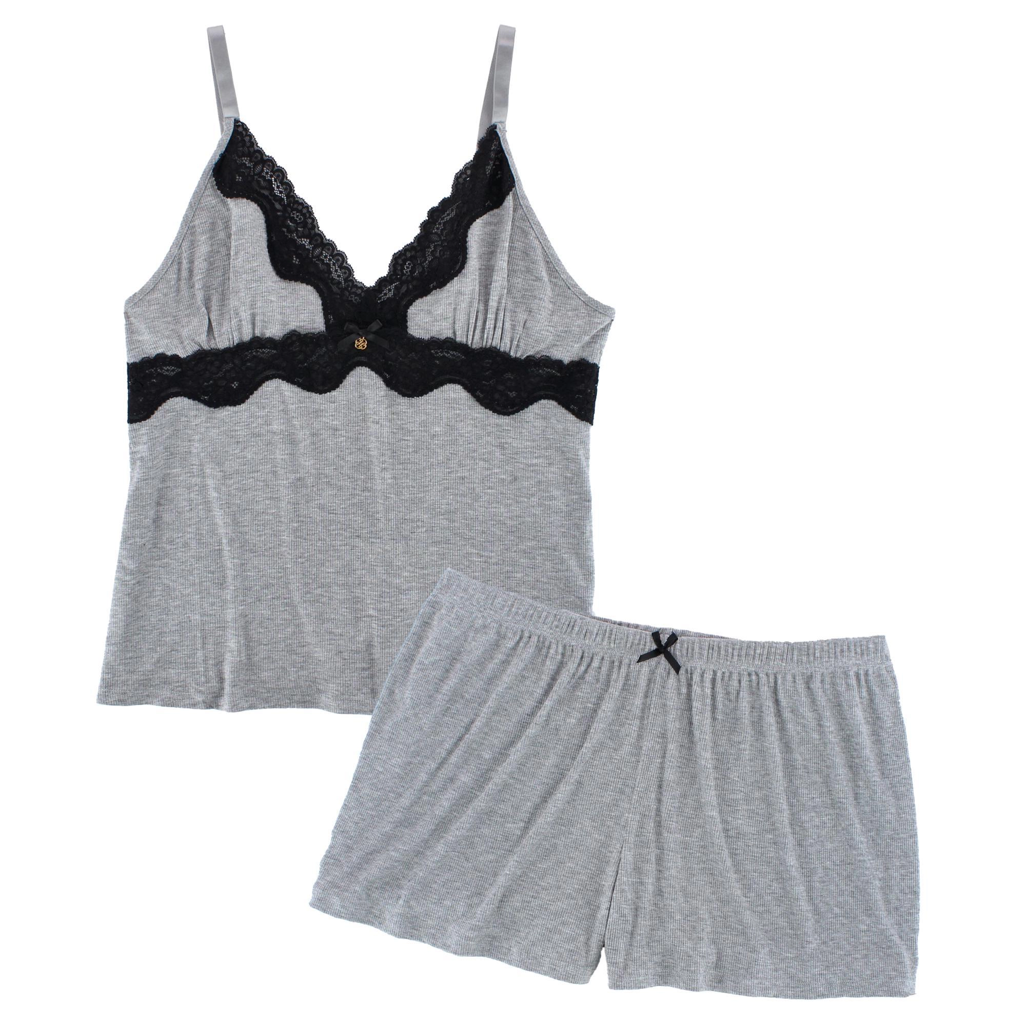 Daisy Fuentes Women's Plus Ribbed Lace Cami and Shorts Sleep Set