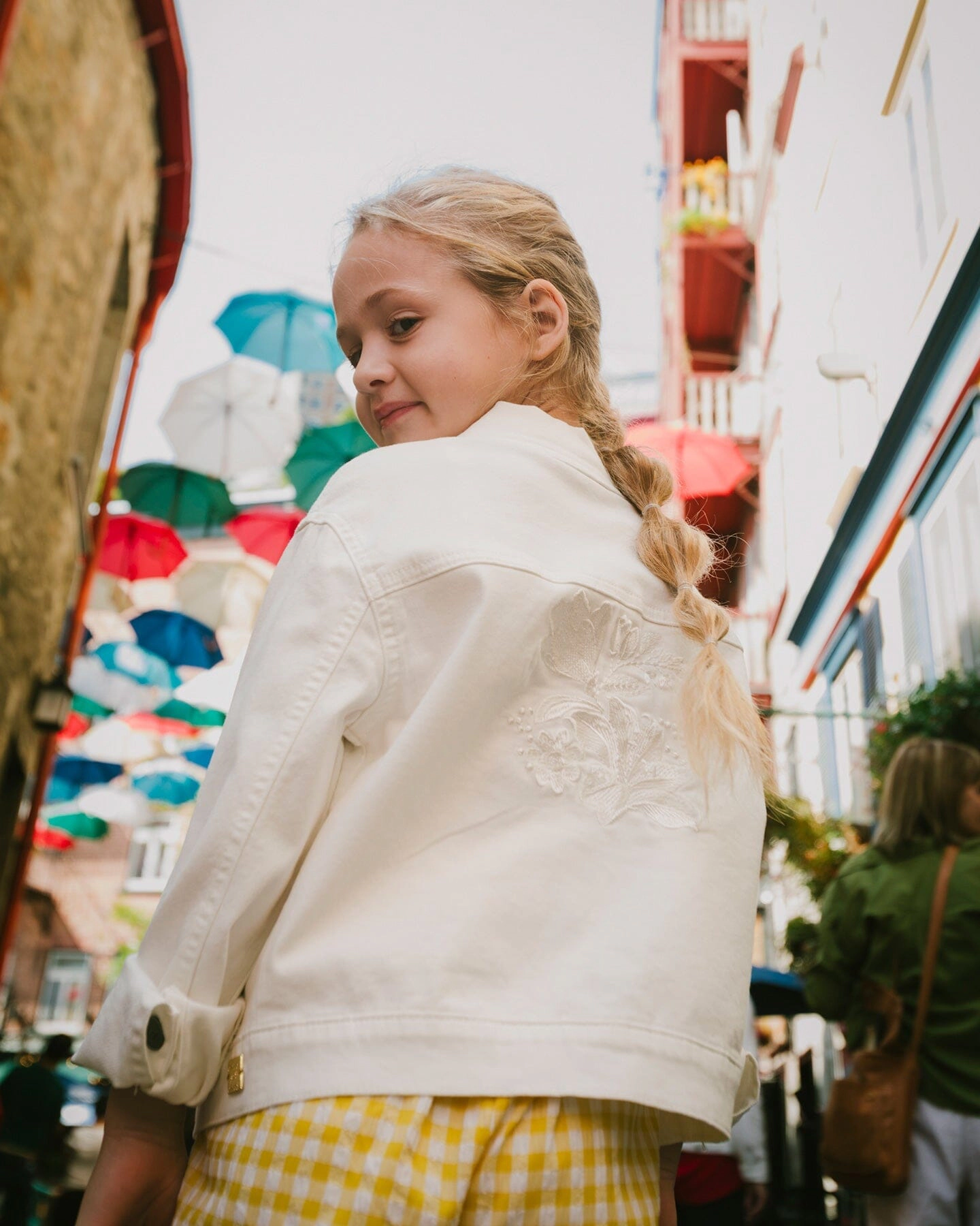 Deux par Deux Girls Denim Jacket with Embroidery
