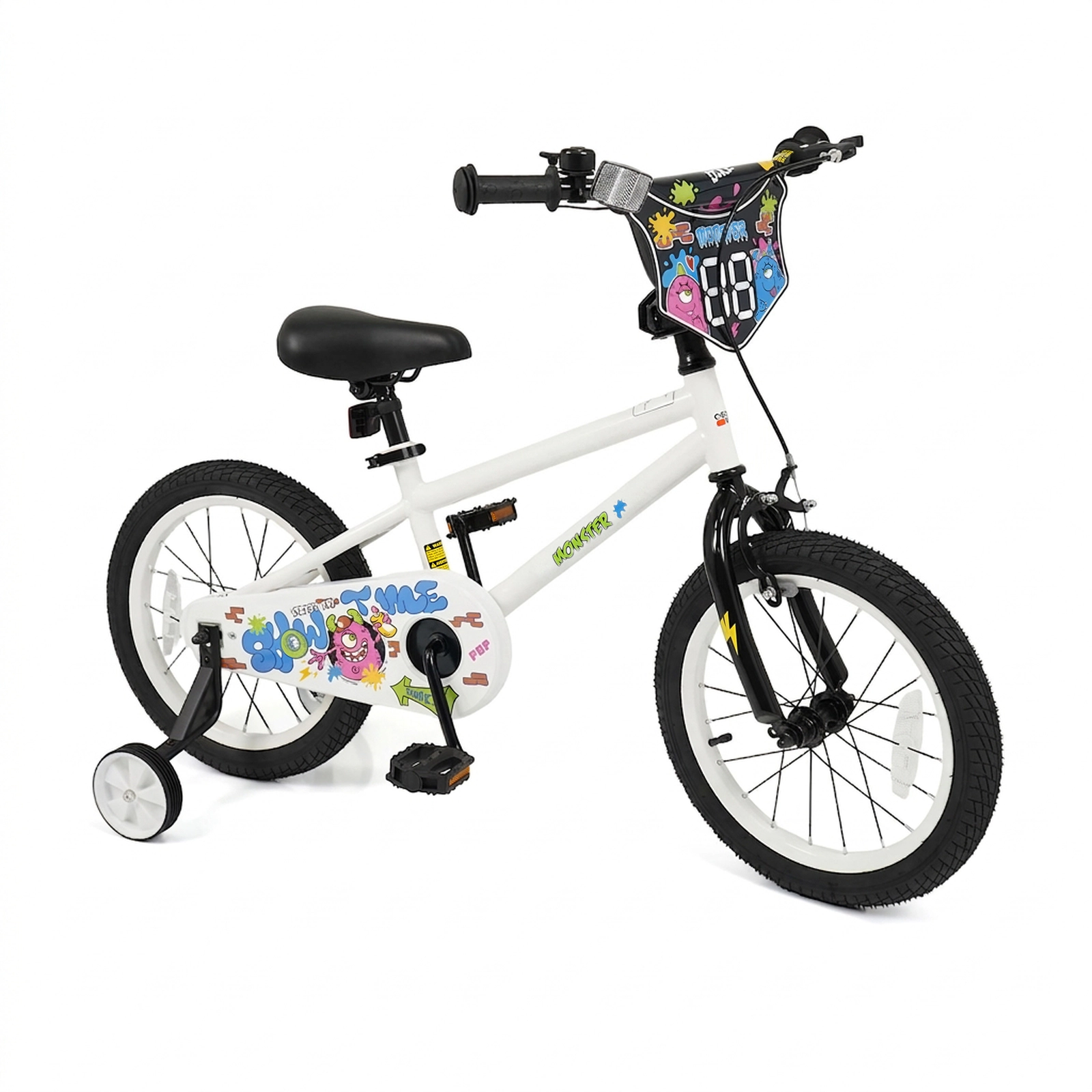 SUGIFT 16-Inch Kids Bike with Training Wheels 110-lb Capacity Ages 4-7 Years White