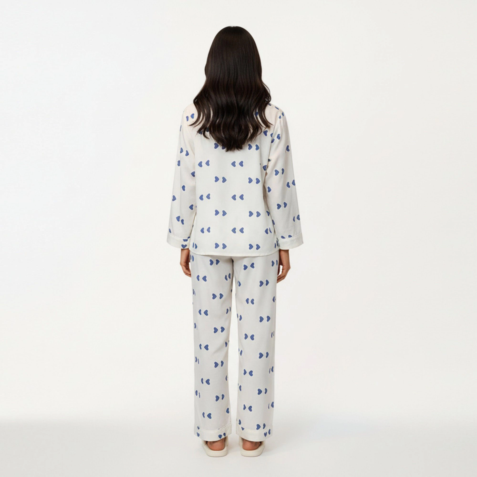 Anna-Kaci Women's 2-Piece Valentine Heart Print Button Front Pajama Top Relaxed Long Sleeves and Elastic Waist Pants