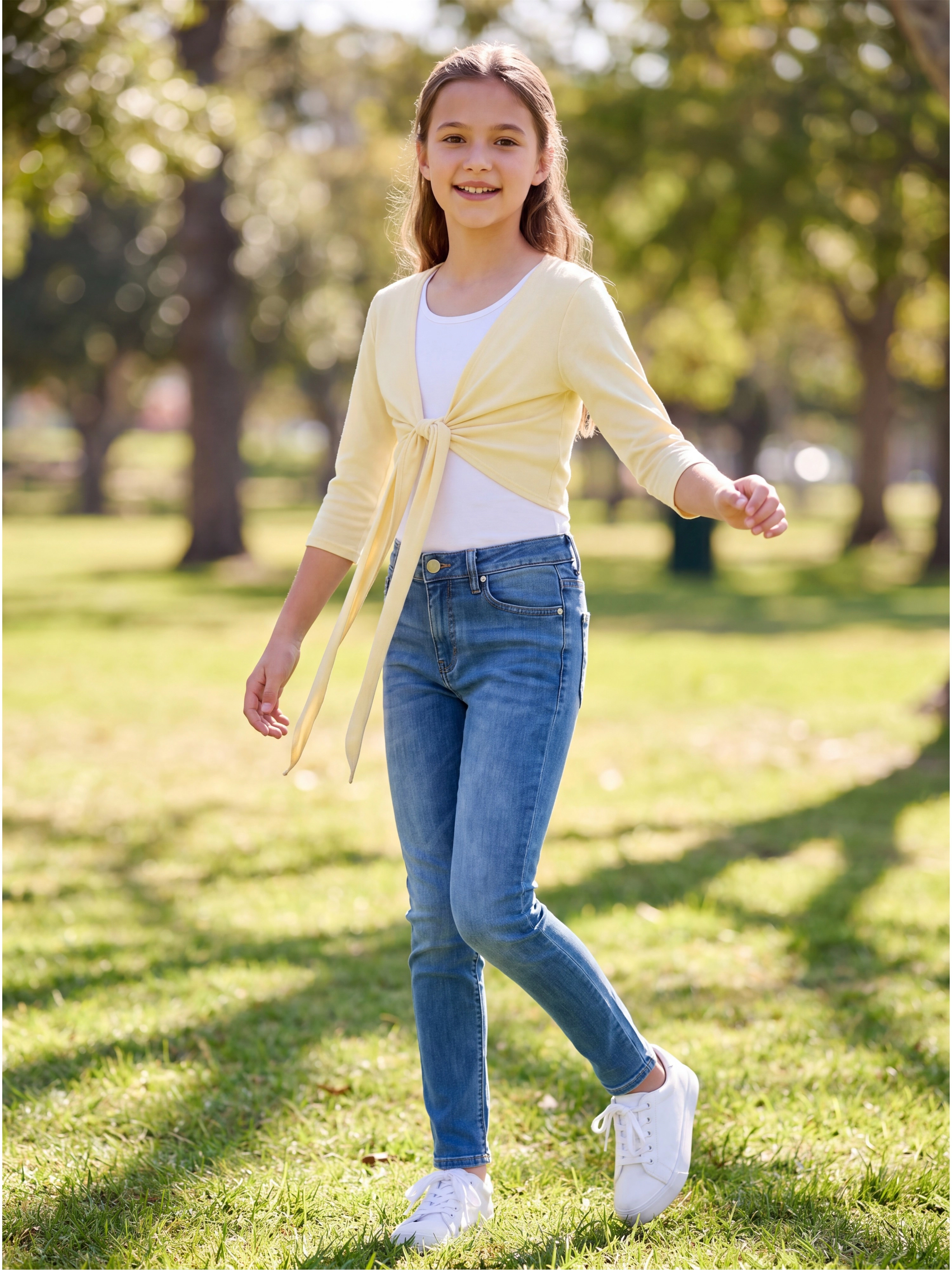 24sevenKid Essential Girls Tie Front Cropped Cardigan Shrug
