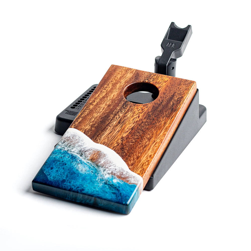 Elakai The Beach Epoxy Resin Mahogany Pathfinder Art Mini Tabletop Cornhole Game