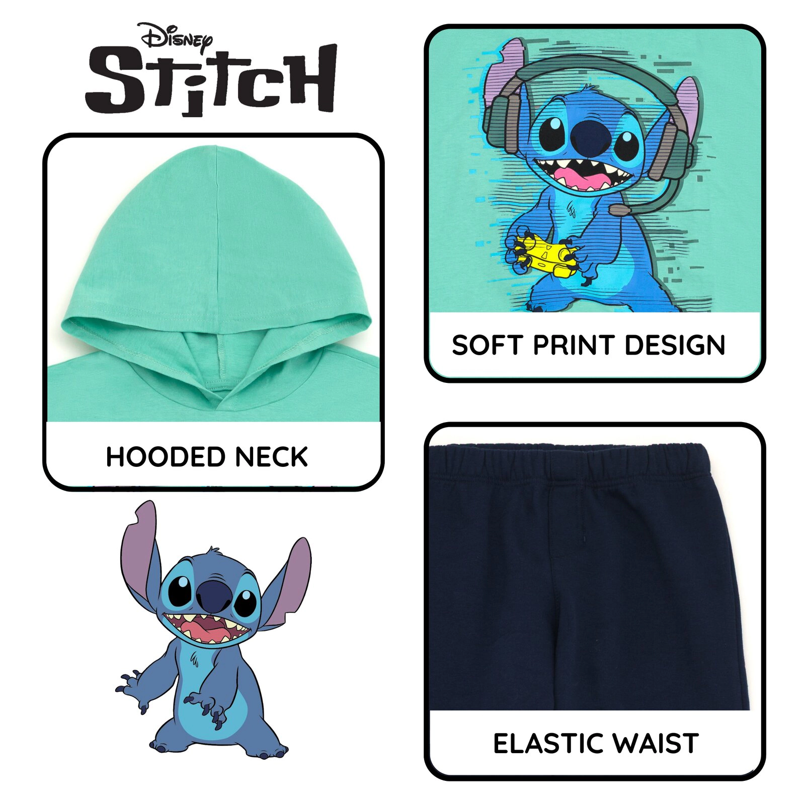 Disney Boys' 2-Piece Hooded Tee and Fleece Pants Set