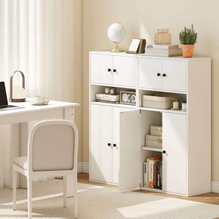 Hivvago 44 Inches Tall Bookshelf with Doors and Adjustable Shelf