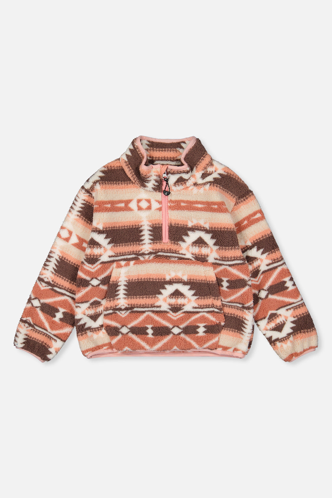 Deux par Girls Aztec Pattern Mid-Season Plush Pullover Jacket