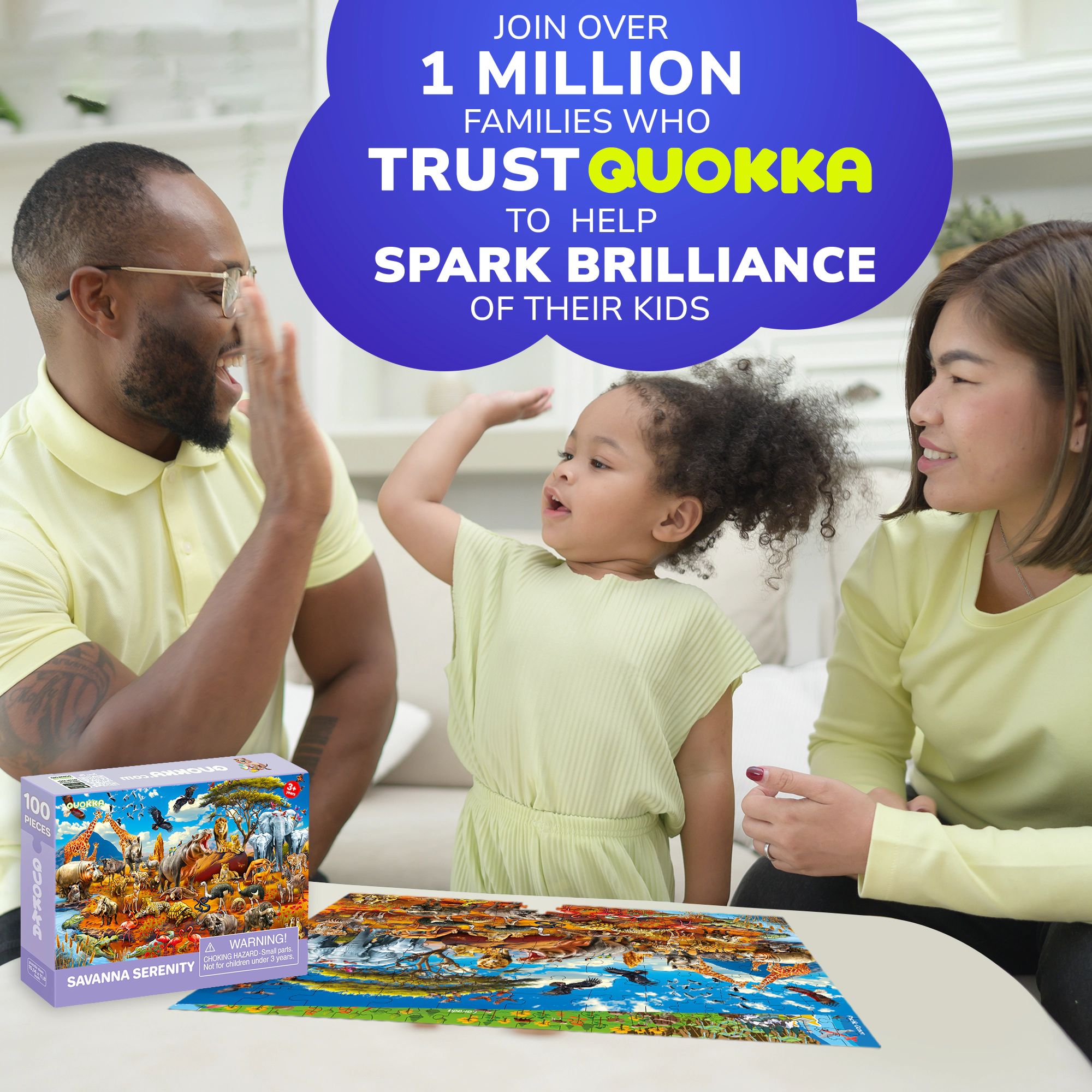 QUOKKA 100-Piece Kids Puzzle Set – Illustrated Jigsaw Puzzles with Educational Themes for Ages 6+