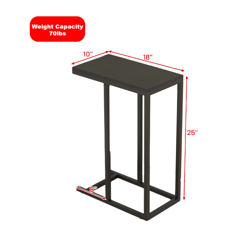 Hivvago C-Frame Side Table with Durable Metal Base