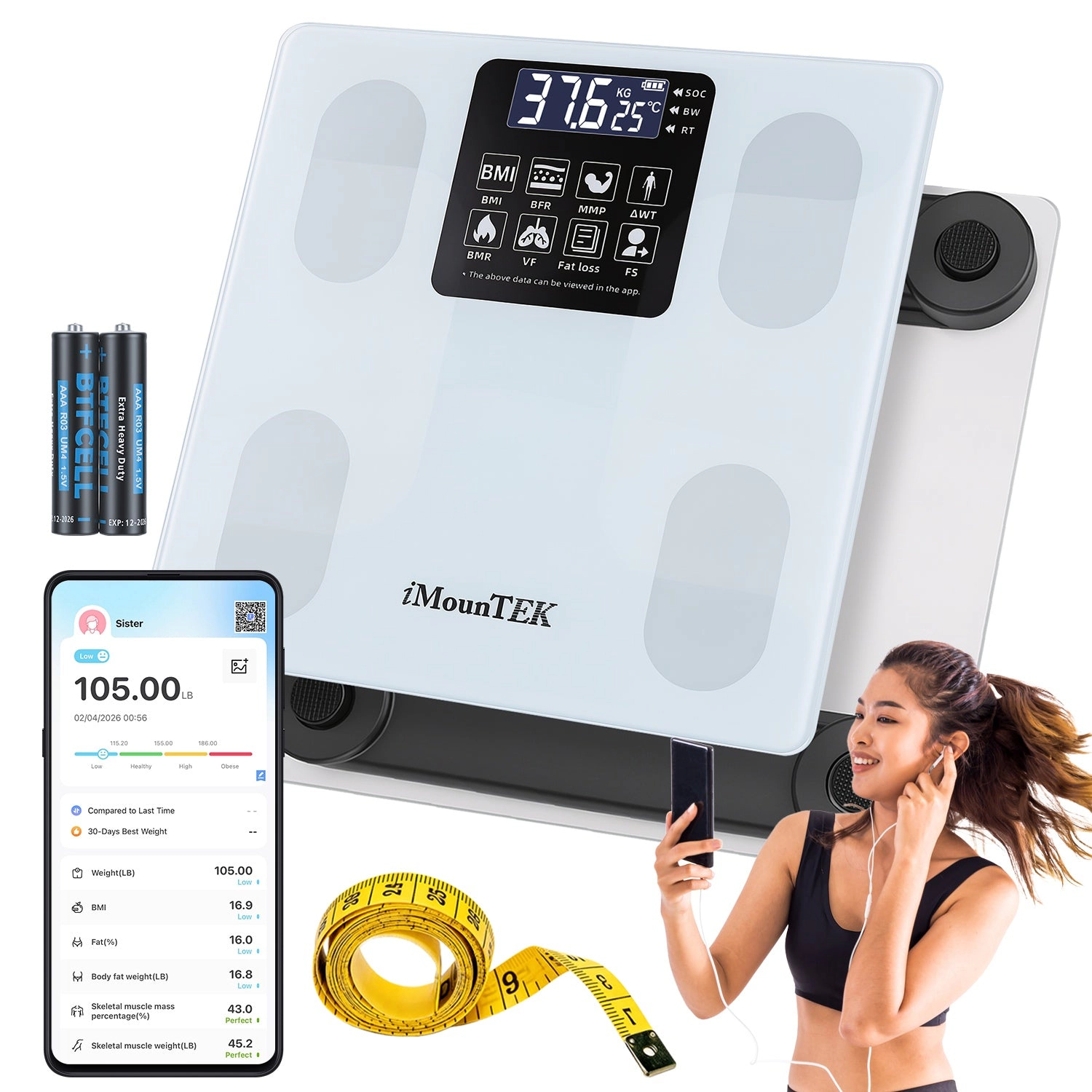 GBruno Smart Digital Body Weight Scale With App Sync
