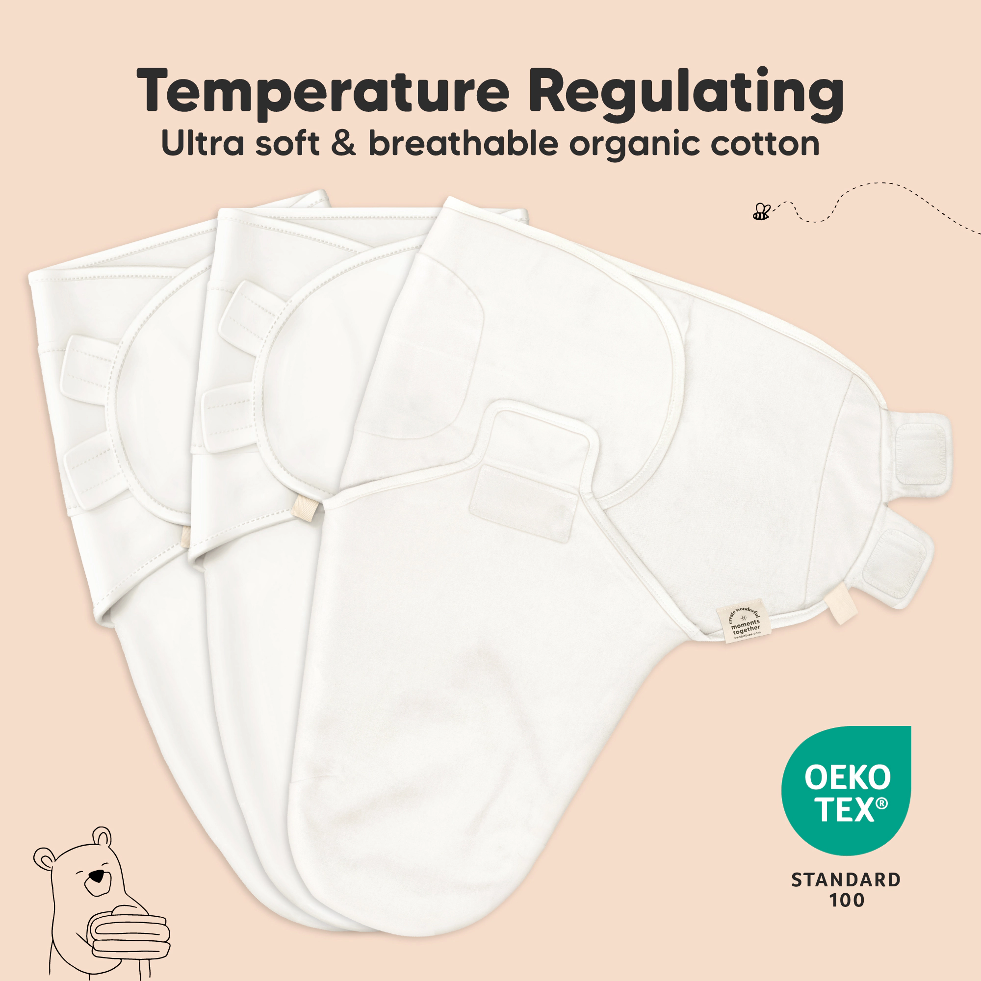 KeaBabies 3-Pack Soothe Swaddle Wraps