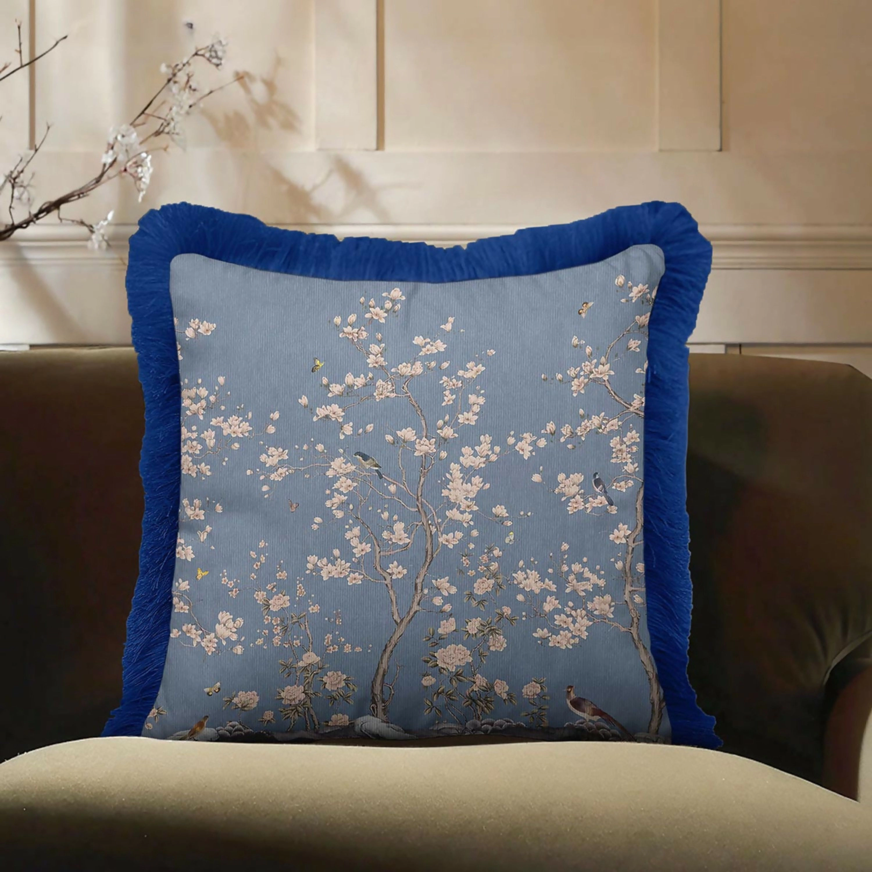 Wear Sierra Floral Garden Fringed Set of 2 Throw Pillow Cover