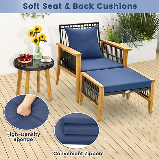 Hivvago 5 Piece Patio Furniture Set With Coffee Table And 2 Ottomans