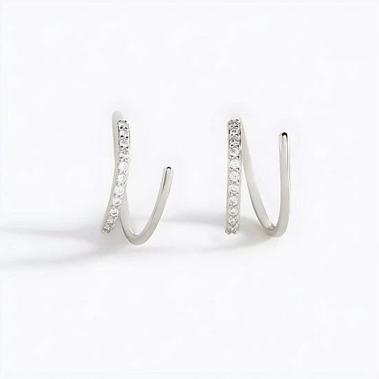 Mint & Lily Women's Double Loop Huggie Hoop Earrings