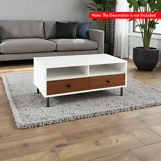 Hivvago Modern 40-Inch Coffee Table with Drawers and Two-Tier Storage Design