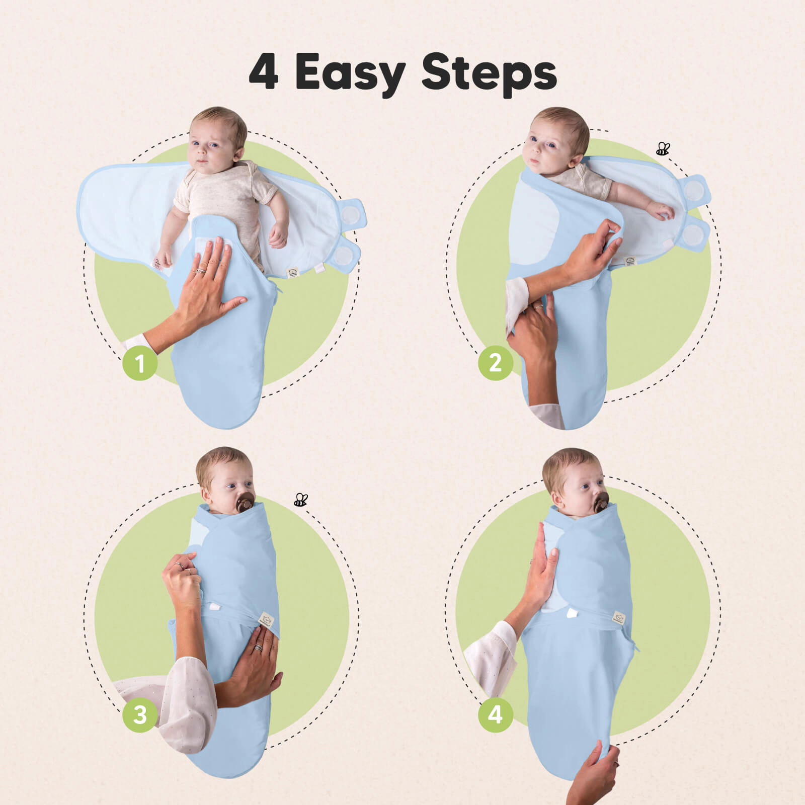 KeaBabies 3-Pack Soothe Zippy Swaddle Wrap