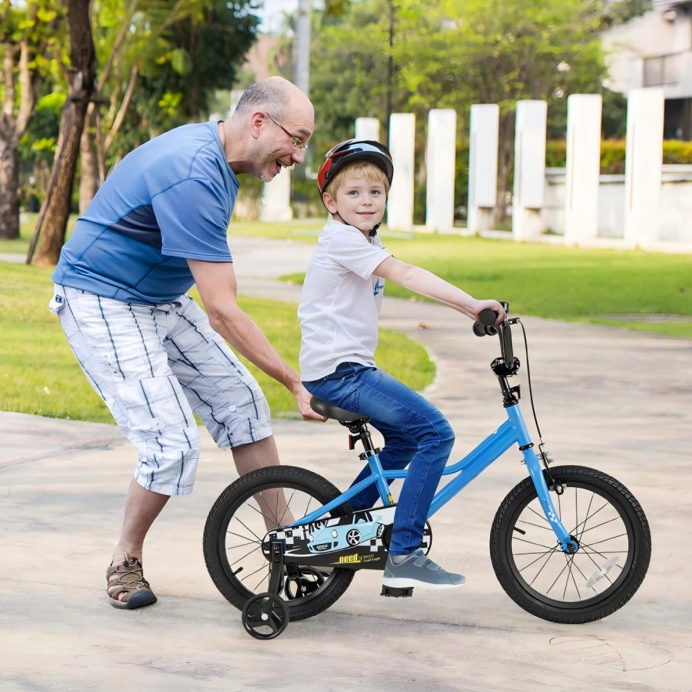 SUGIFT Blue Removable Training Wheels Carbon Steel Frame and Adjustable Seat Kids Bike
