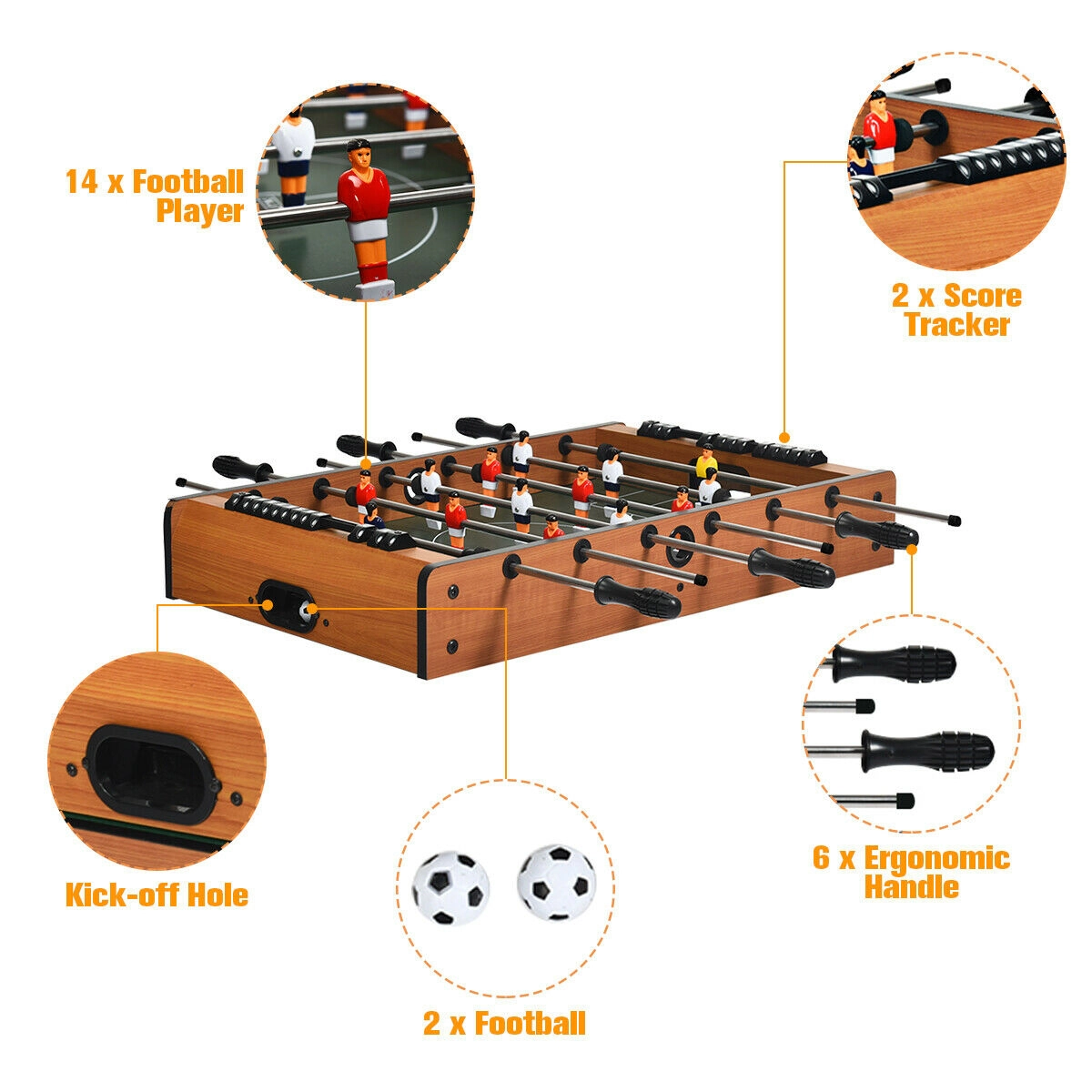 SUGIFT 4-in-1 32-in Tabletop Foosball Game Table Set with Billiards Hockey Table Tennis and Scoreboards