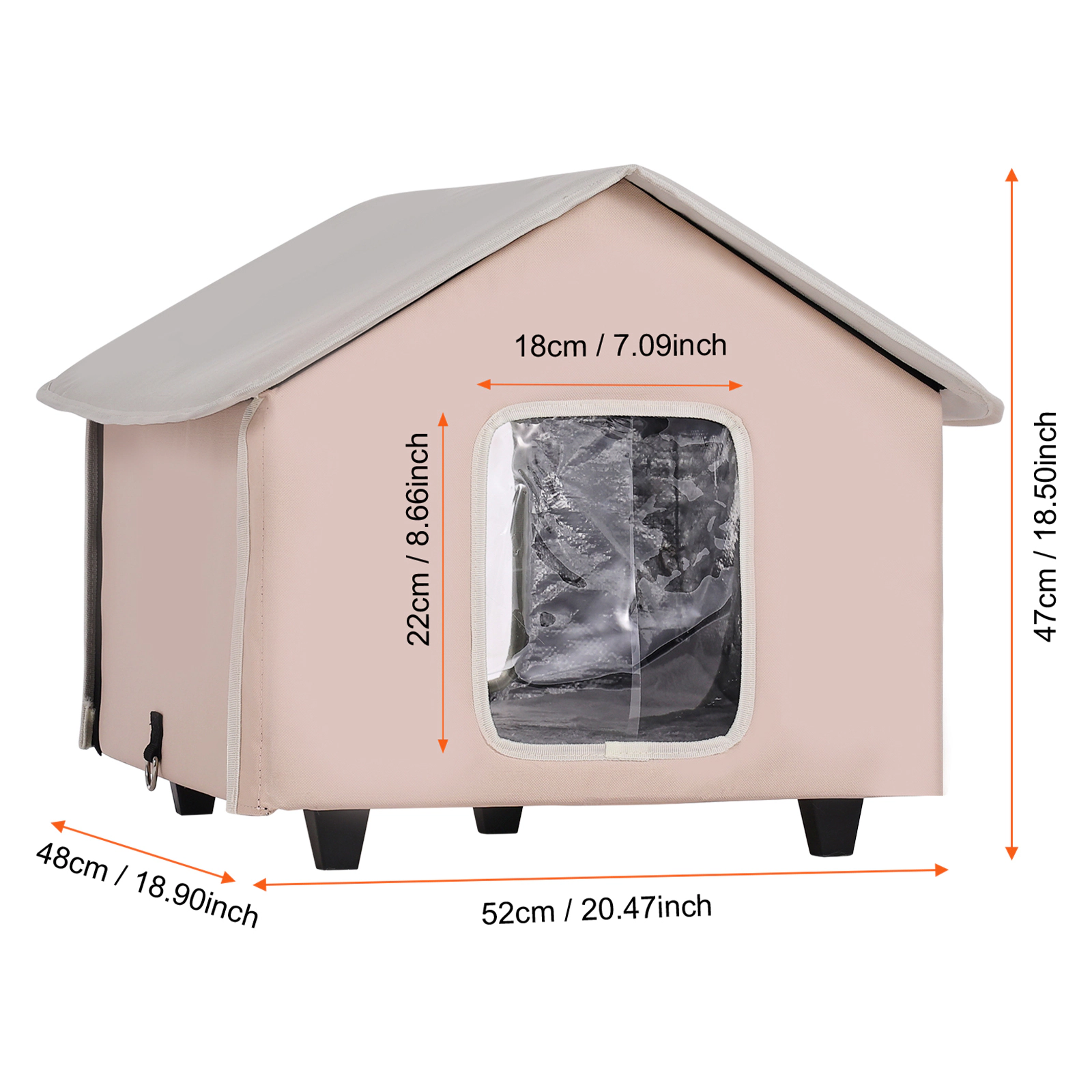 HONGGE Heated Cat House Outdoor Kitty Shelter with Timer, Foldable 600D Oxford Cloth