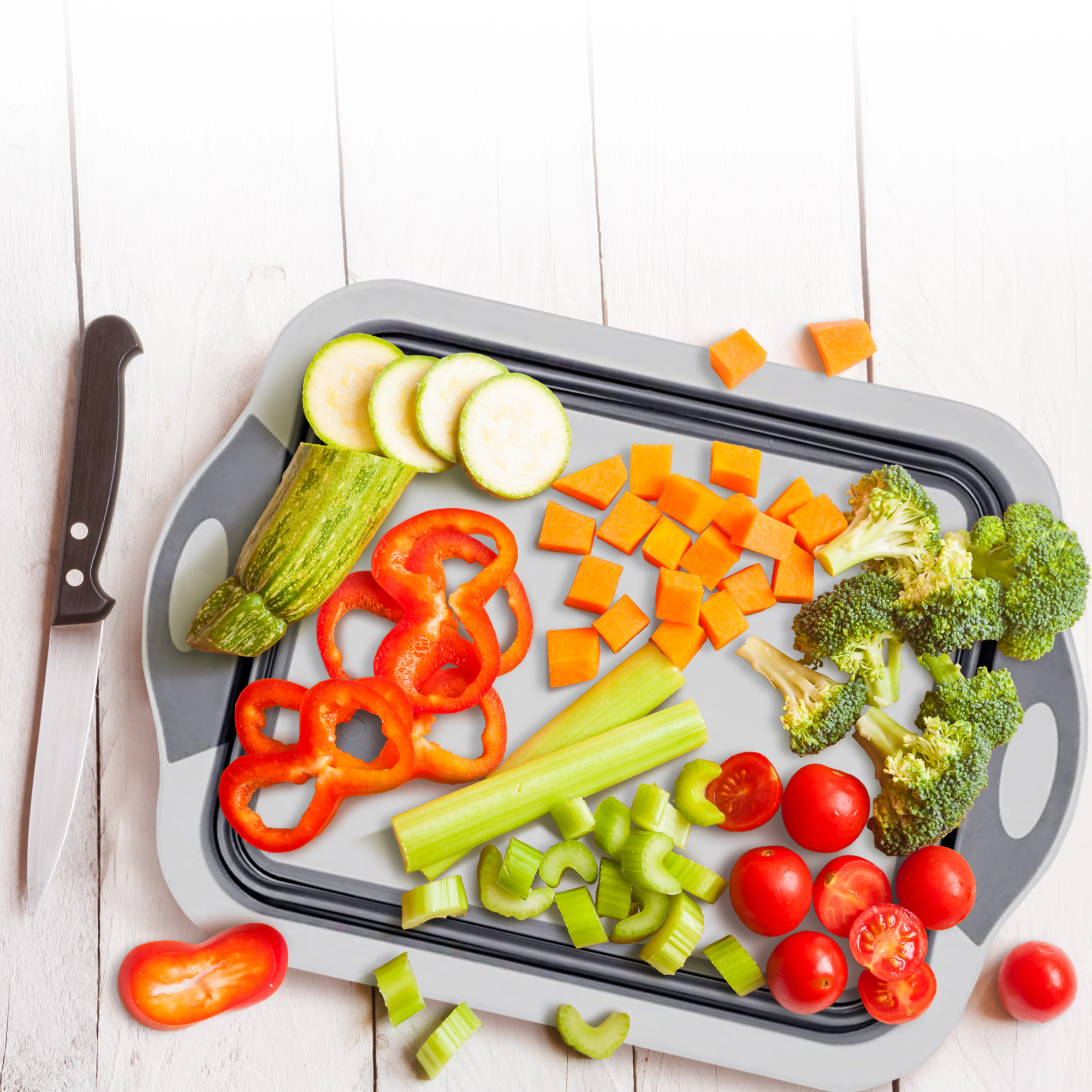 Cheer Collection 3-in-1 Collapsible Cutting Board with Wash Basin and Drain, 15 x 11.25 Inch