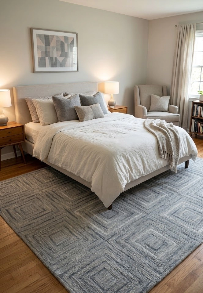 Magic Rugs 5'0 X 8'0 Gray Hand-Tufted Geometric Modern Wool Rug