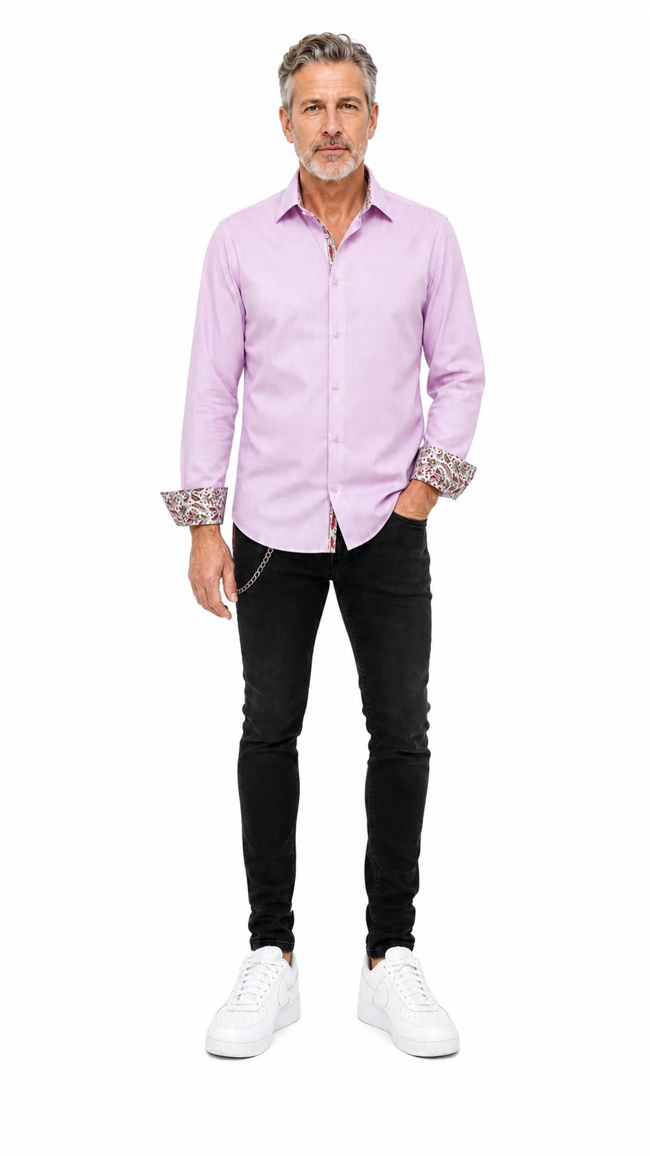 Elie Balleh Slim Fit Mens Houndstooth Shirt