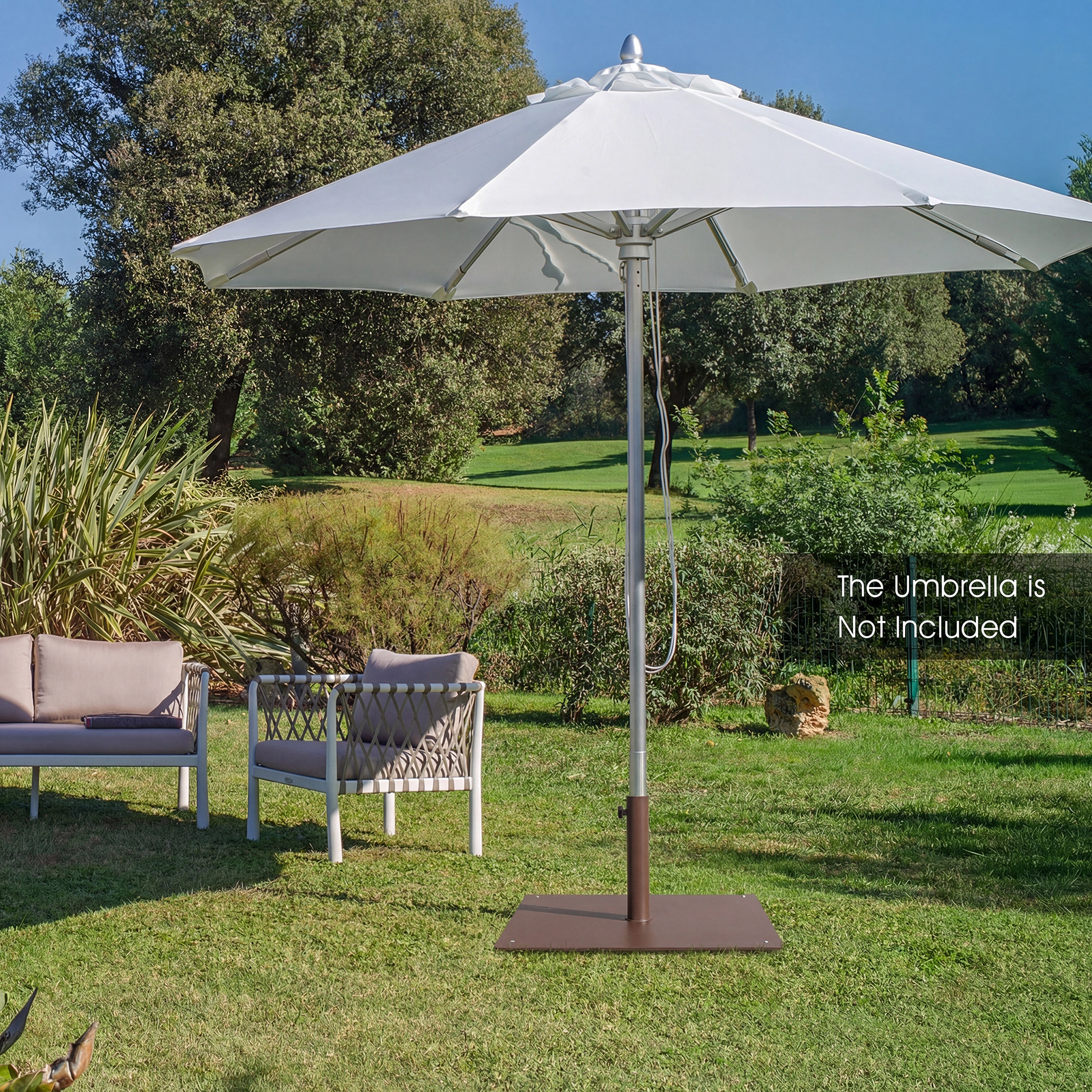 SUGIFT 20-in Square Patio Umbrella Base Stand 4 Adjustable Footpads for 1.6-1.9-in Diameter Poles 35-lb Weight Black